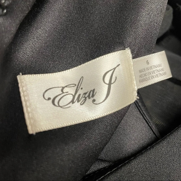 Eliza J Sequin Balloon-Sleeve Sheath Black Dress size 6 Elegant Evening Classic - Picture 8 of 11